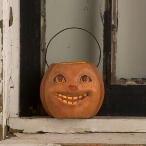 Bethany Lowe Vintage Grinning Mini Pumpkin Bucket Halloween New